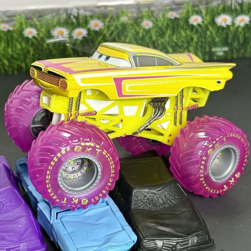 Disney Pixar Cars Custom Monster Jam Truck Easter Ramone Yellow Pink 1:64